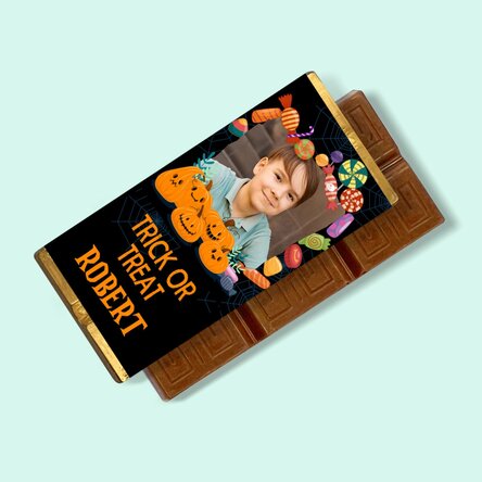Mini tabletă de ciocolată personalizată cu text și poză - Halloween