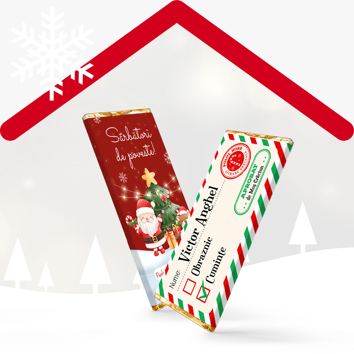 Personalised mini chocolate bar for Christmas