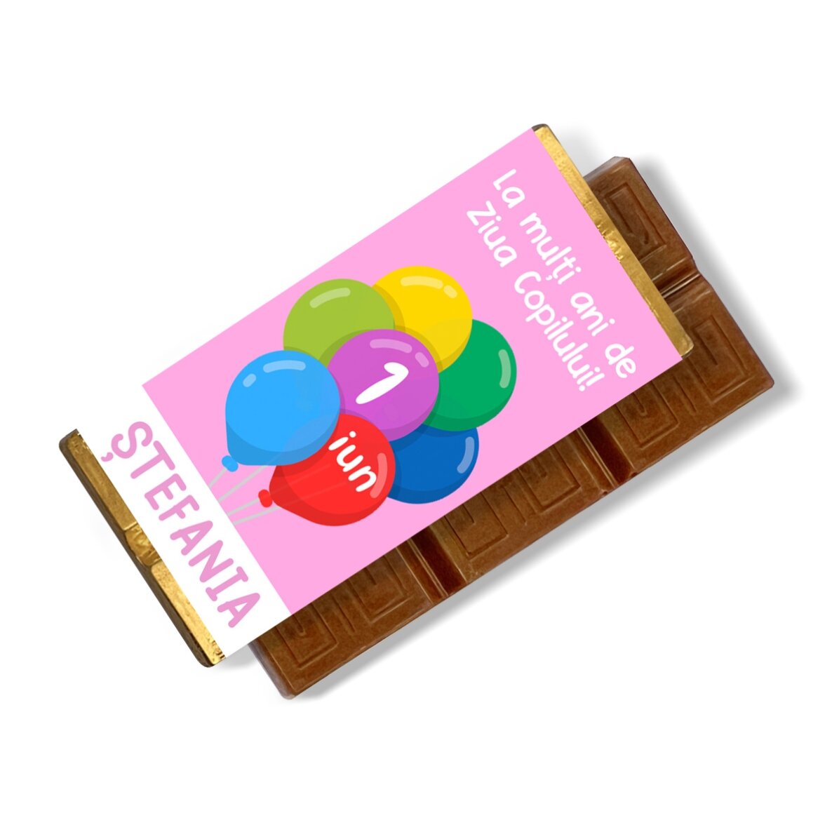 Mini tabletă de ciocolată personalizată pentru copii cu mesaj - Baloane