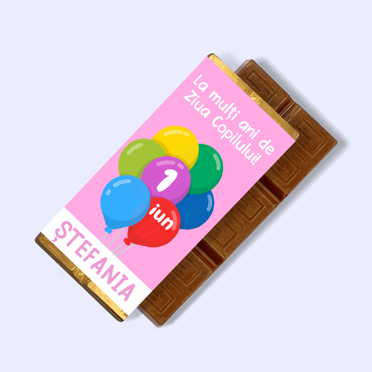 Mini tabletă de ciocolată personalizată pentru copii cu mesaj - Baloane