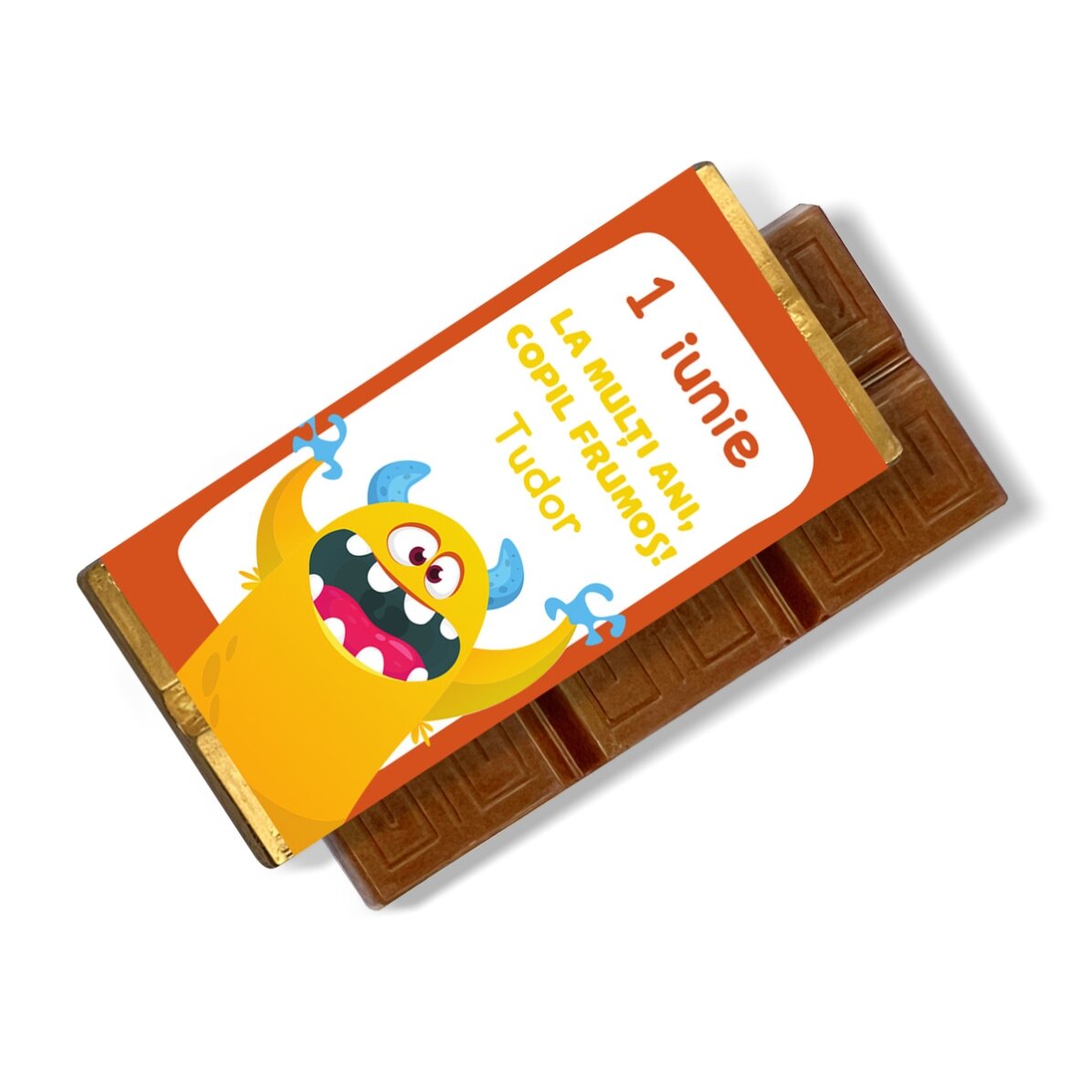 Mini tabletă de ciocolată personalizată pentru copii cu mesaj - Monster