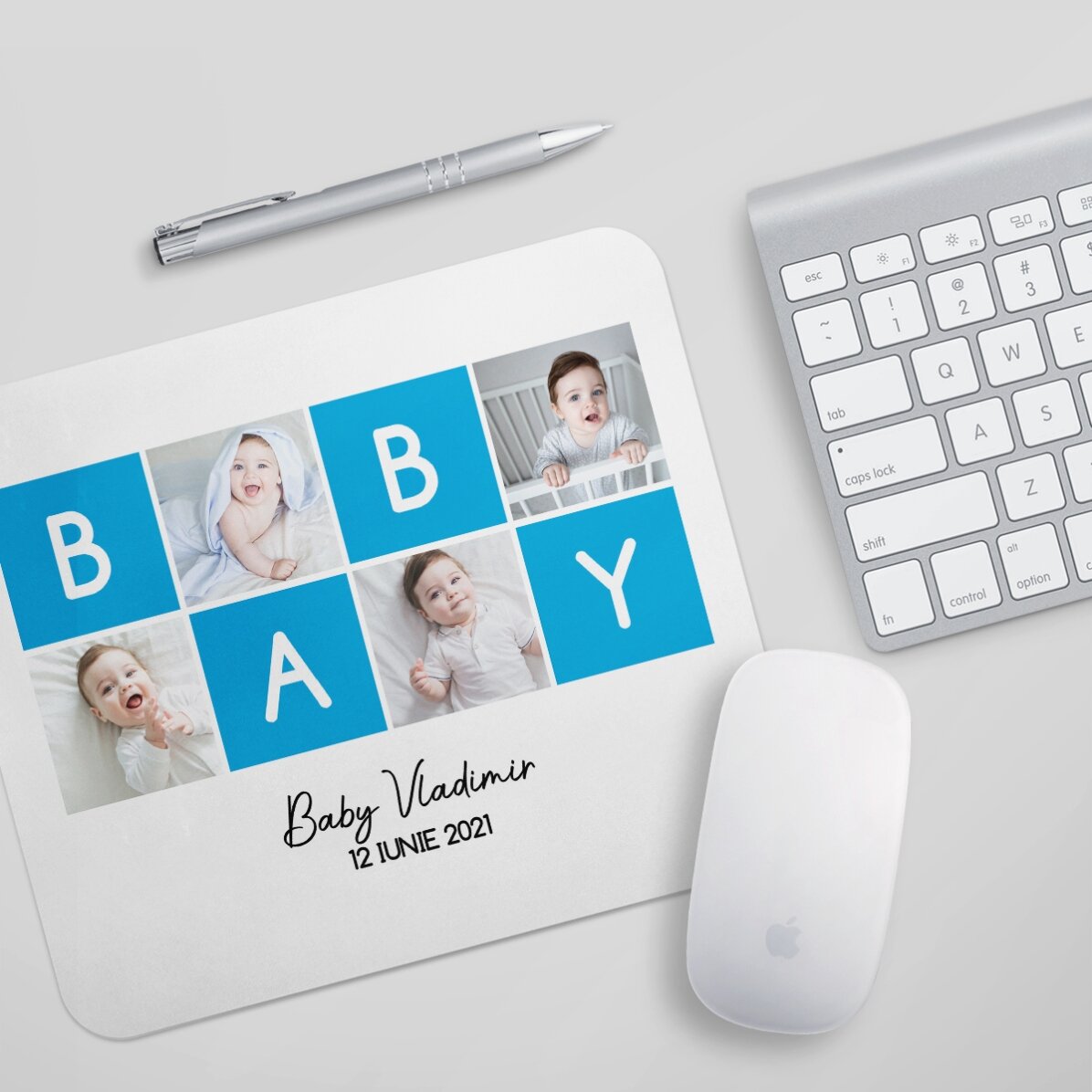 Mouse pad personalizat cu 4 fotografii și text - LOVE