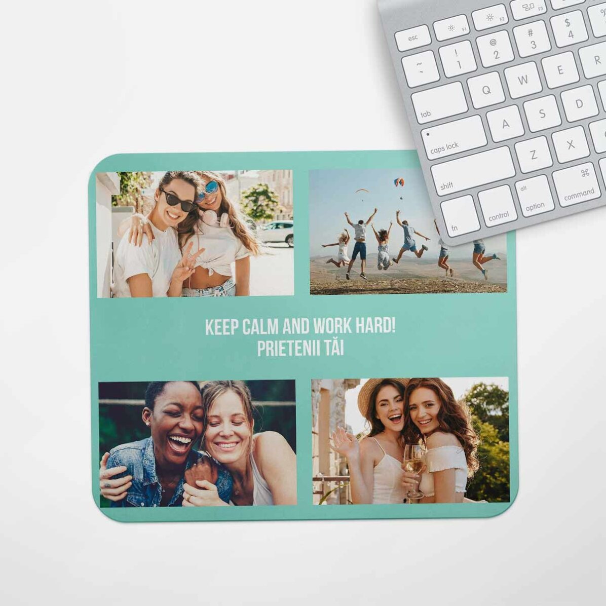 Mouse pad personalizat cu 4 poze și text