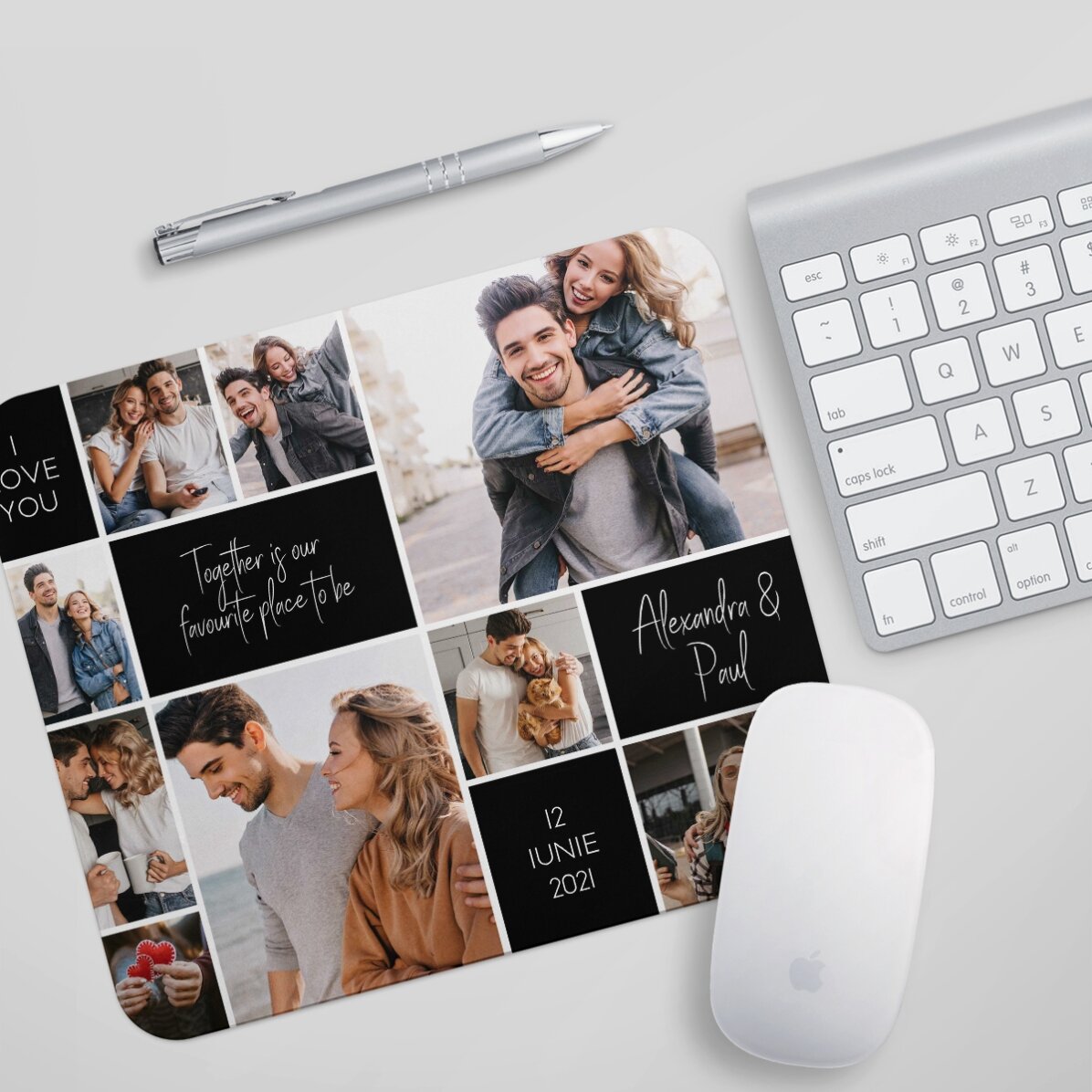 Mouse pad personalizat cu 9 fotografii și text - Memories