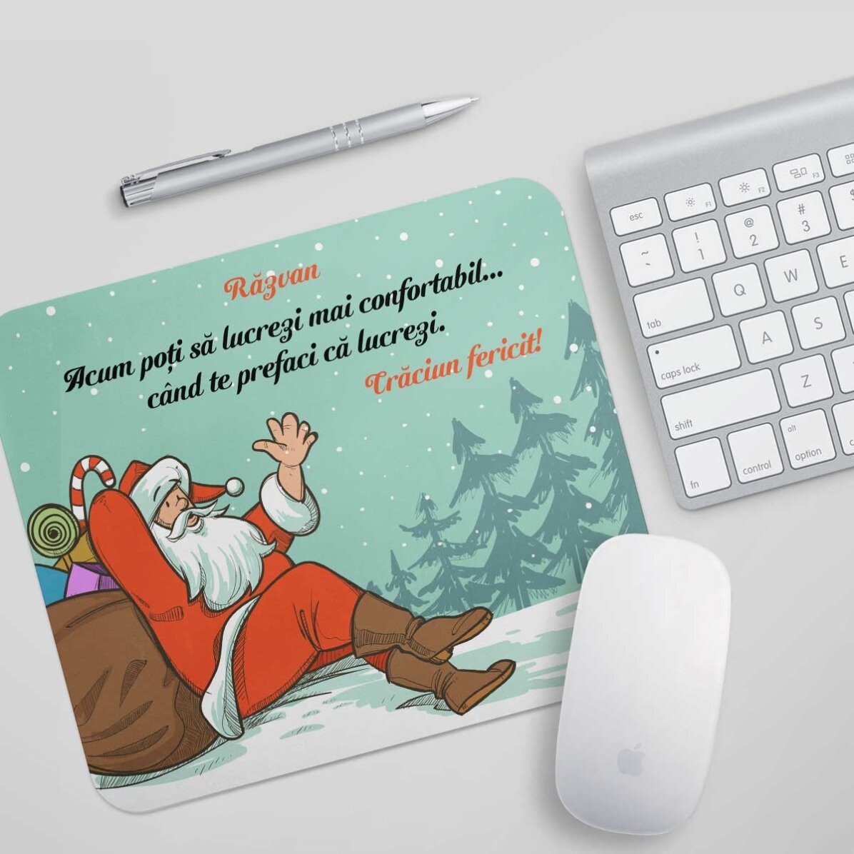 Mouse pad personalizat cu text - Crăciun fericit!