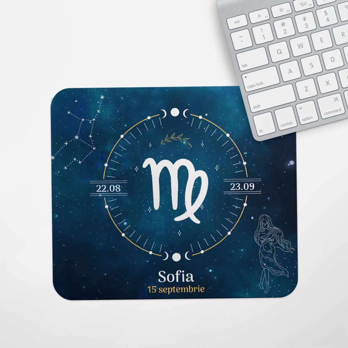 Mouse pad personalizat cu text - Zodia Fecioară