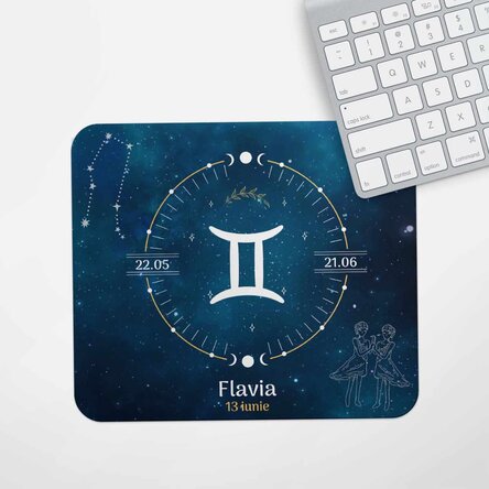 Mouse pad personalizat cu text - Zodia Gemeni