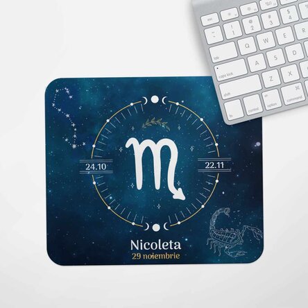 Mouse pad personalizat cu text - Zodia Scorpion