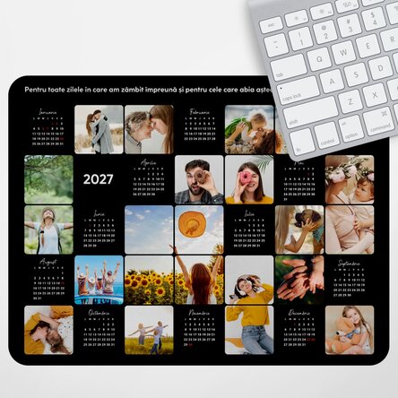 Customised XL mouse pad with photos and a message - Calendar