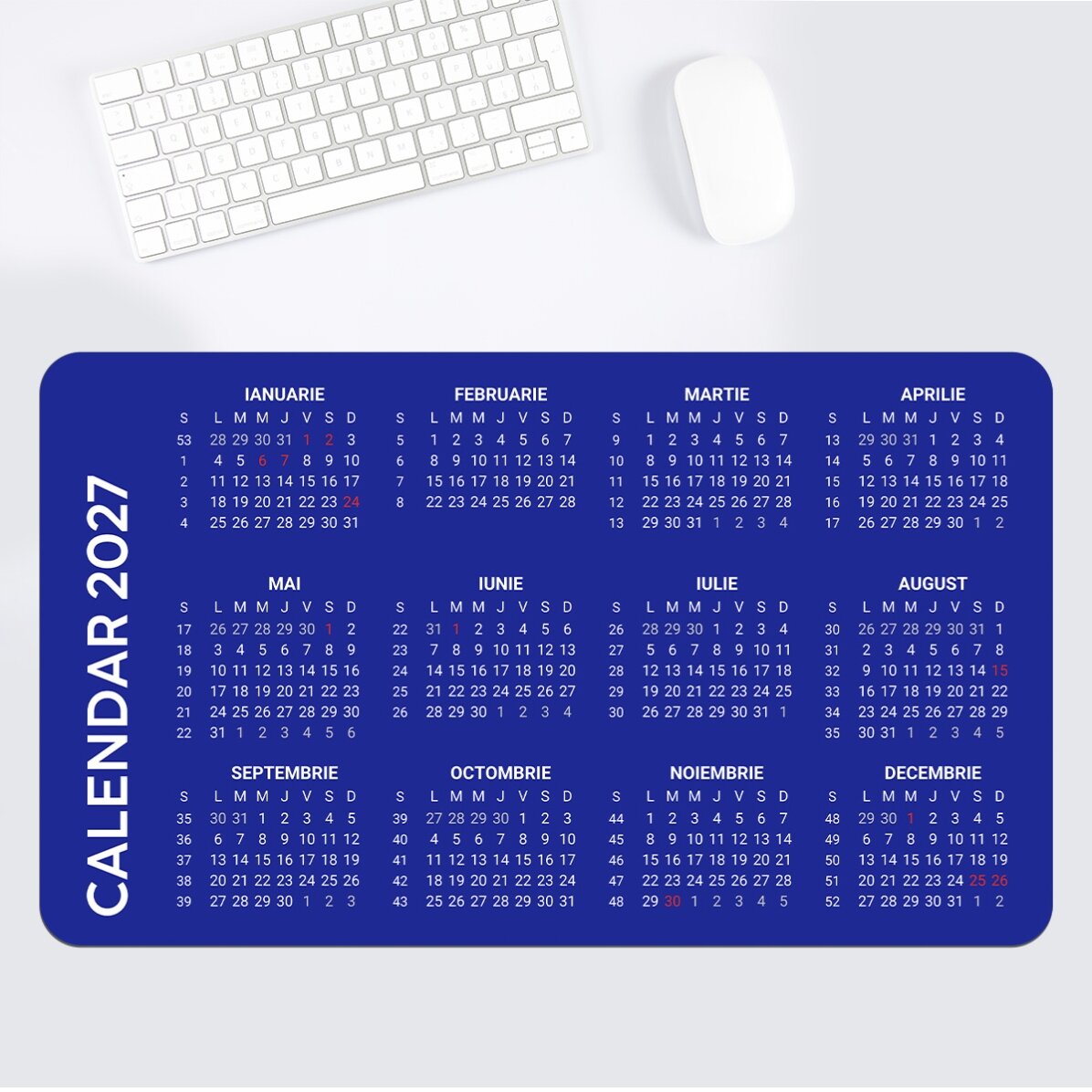 Customised XXL mouse mat with a calendar