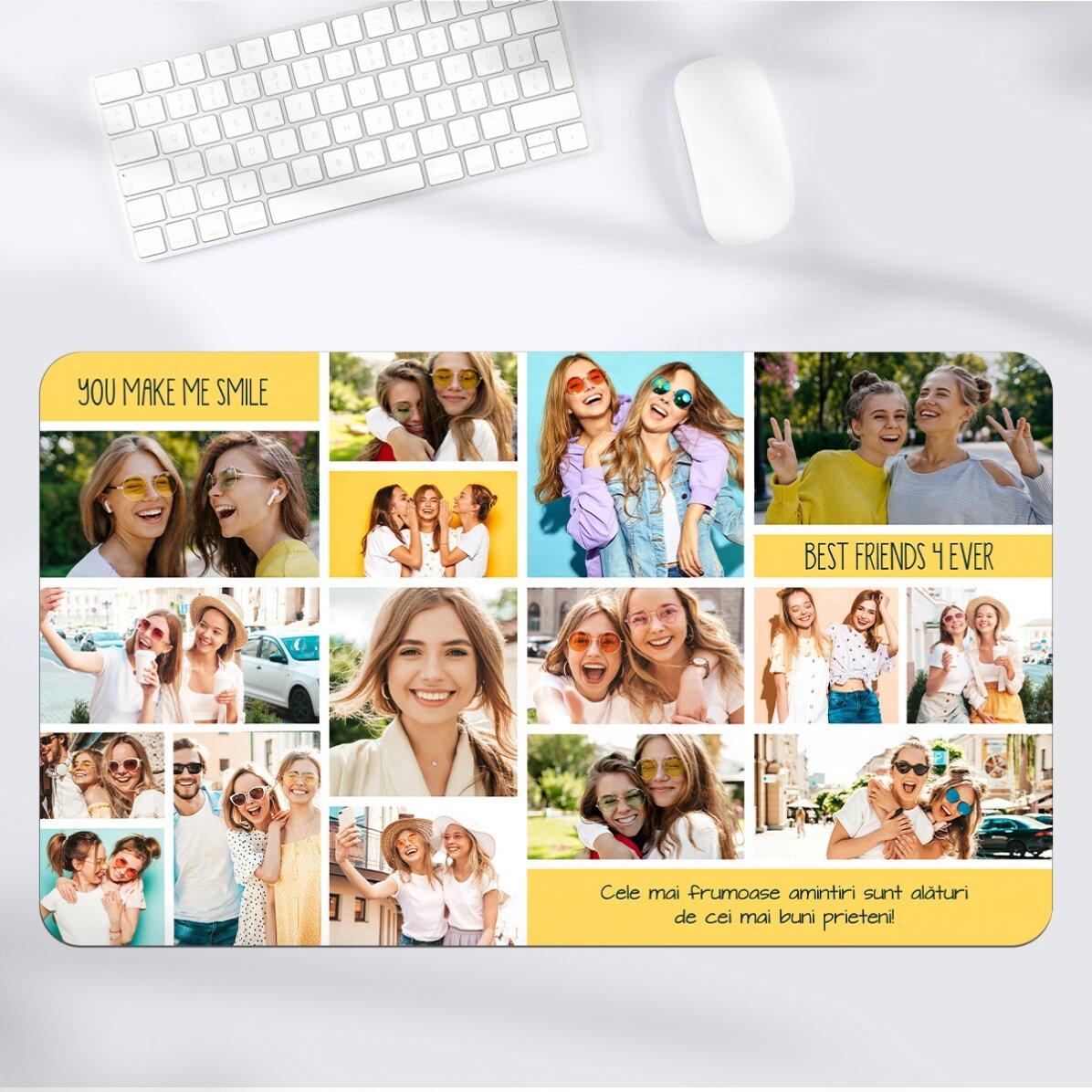 Mouse pad XXL personalizat cu colaj de poze și text