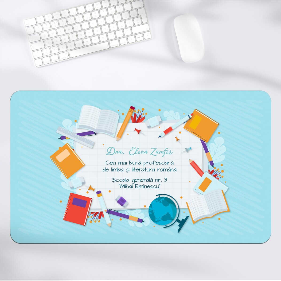 Mouse pad XXL personalizat cu mesaj pentru profesoară