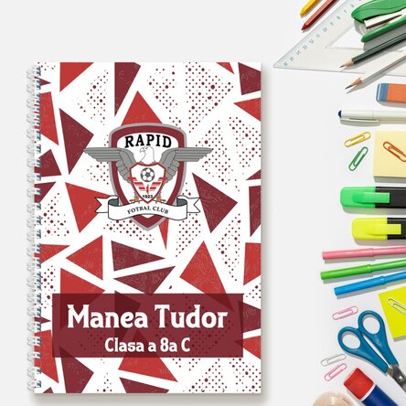 Notebook FC Rapid personalizat cu text - Pattern
