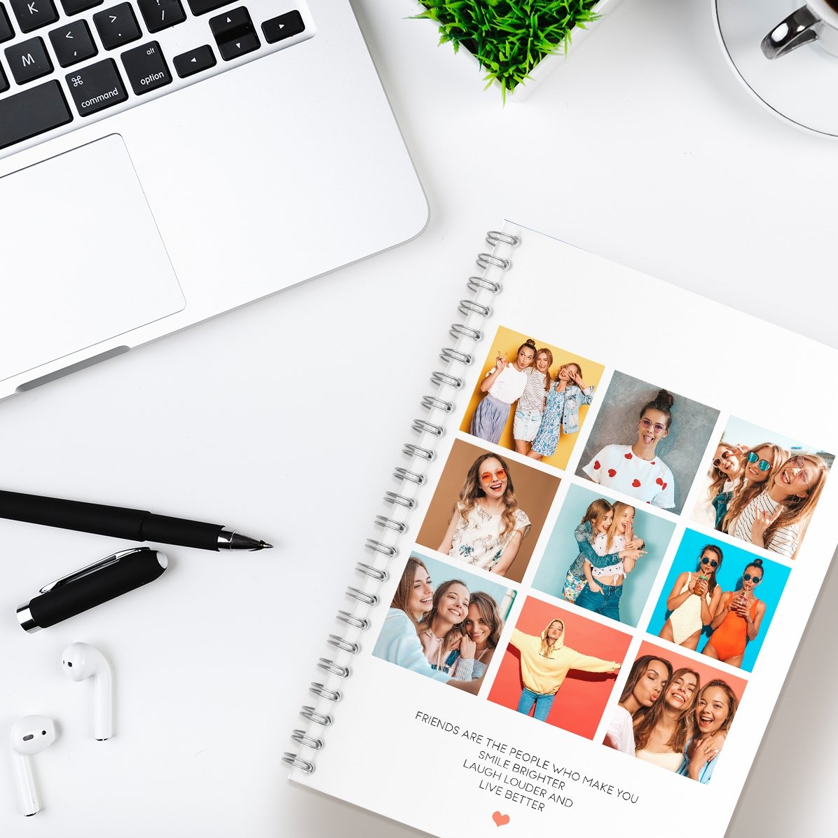 Notebook personalizat cu 9 poze și text - F.r.i.e.n.d.s