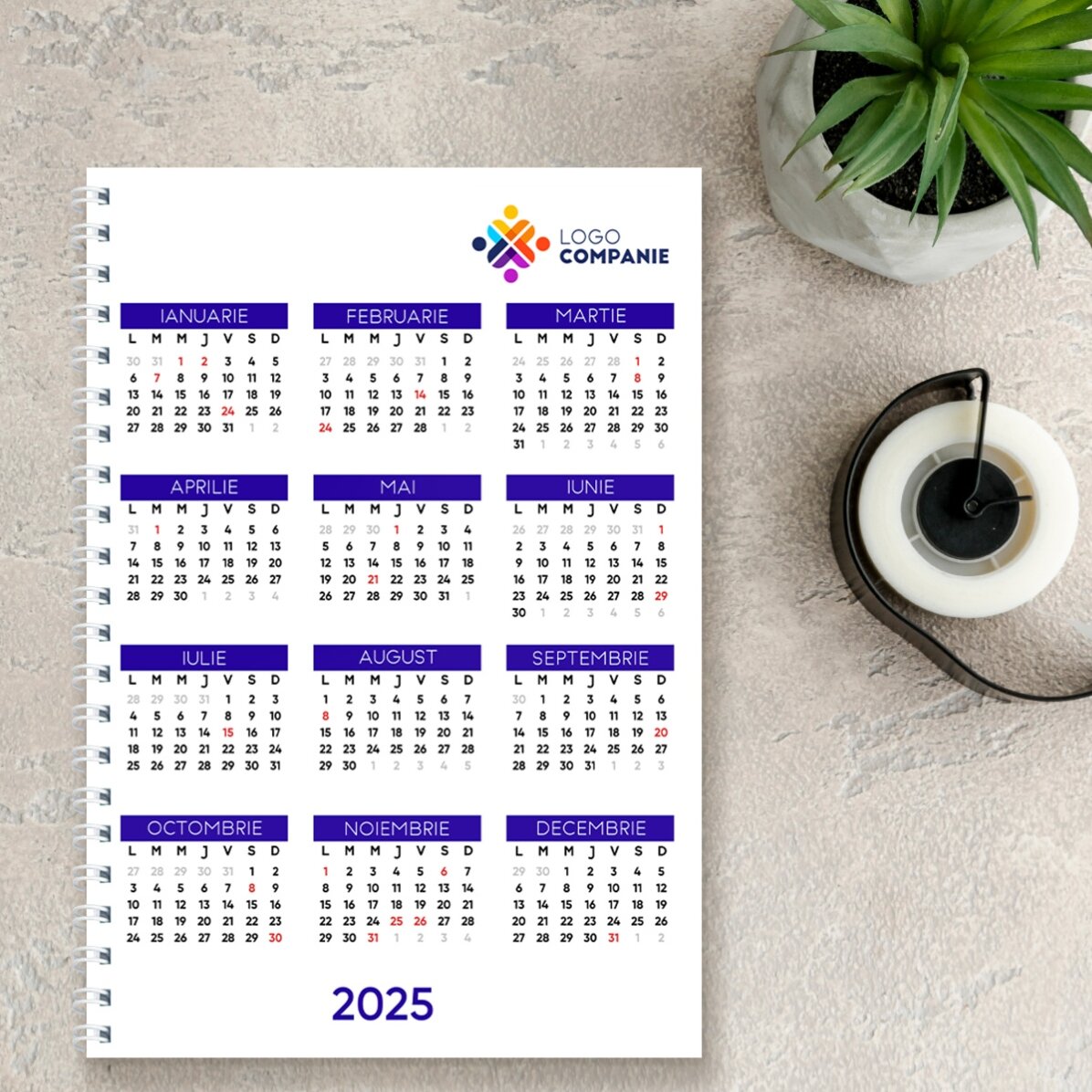 Notebook personalizat cu logo - Calendar