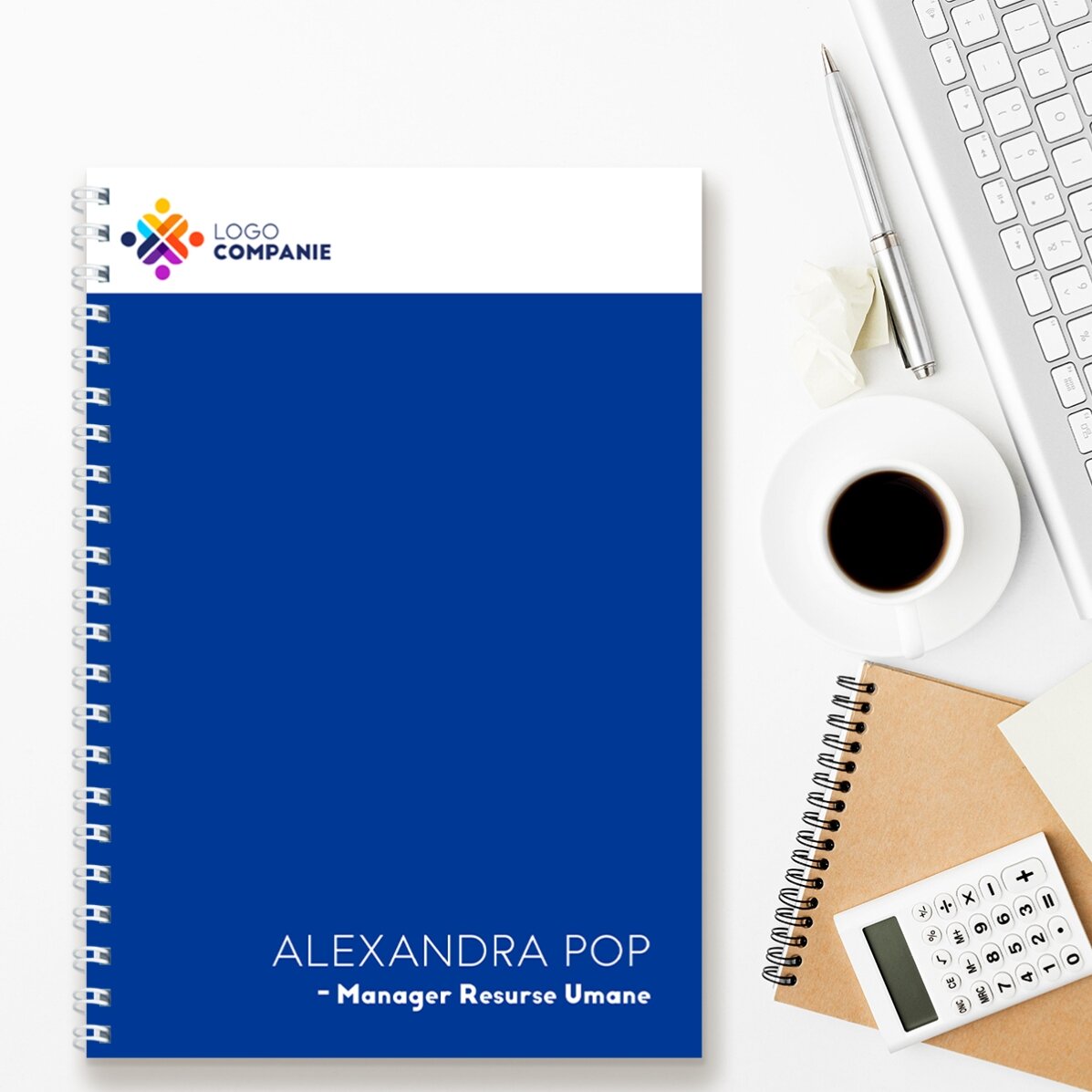 Personalised notebook with logo and text