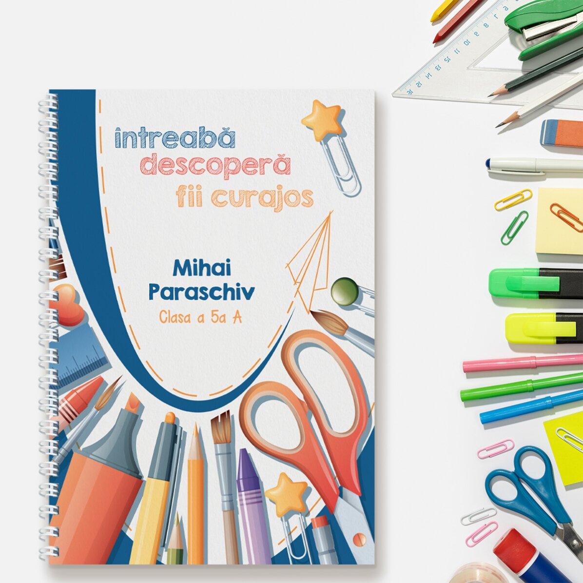 Notebook personalizat cu text - Be curious