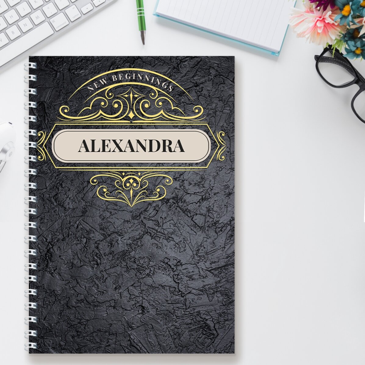 Personalised notebook with text - New Beginnings