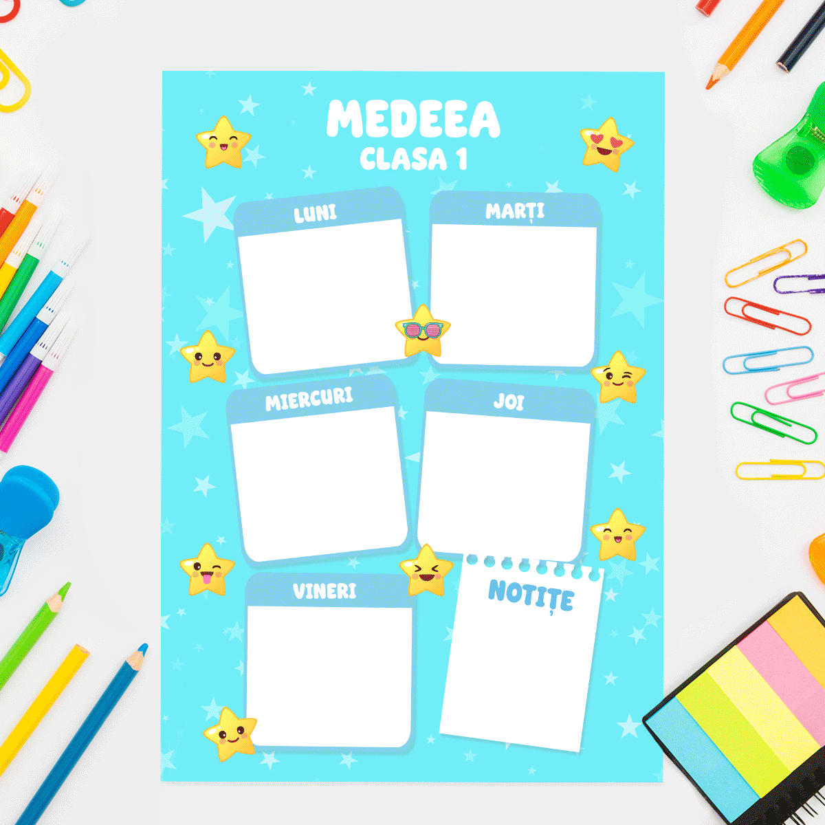 Personalised timetable with a message