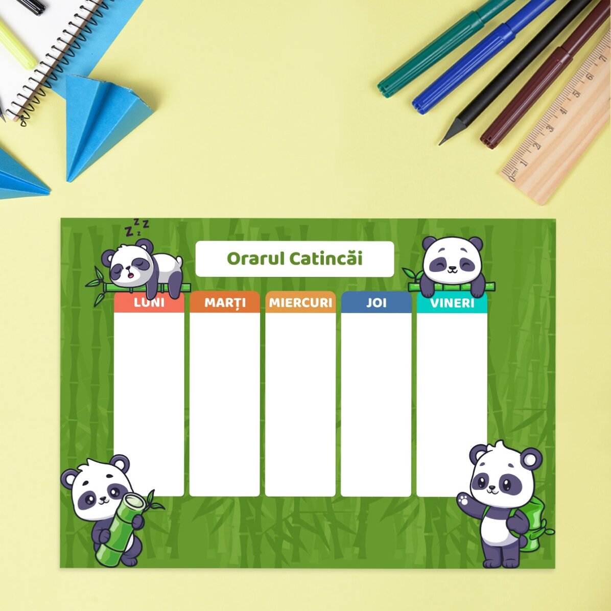 Orar personalizat cu text - Cute Panda
