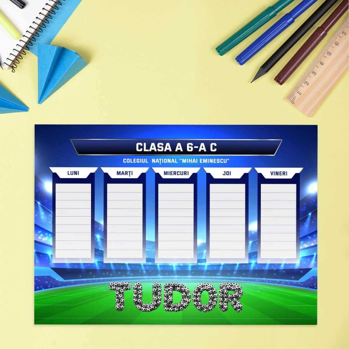 Orar personalizat cu text - Fotbal