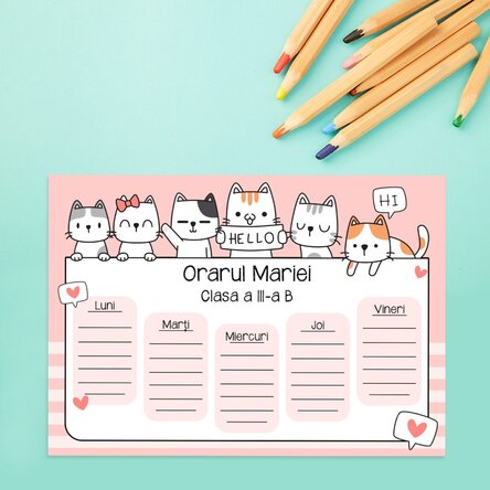 Orar personalizat cu text - Kitty