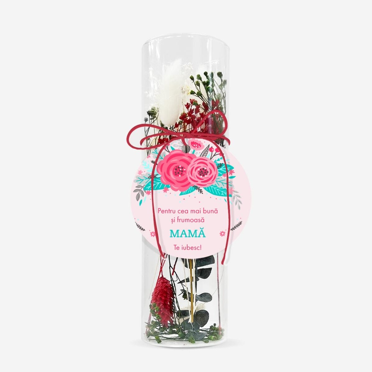 Glass ornament with preserved flowers personalised with text - Flowers