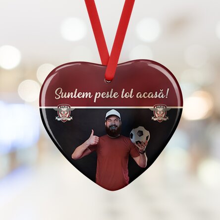 Ornament inimă FC Rapid personalizat cu poză și mesaj