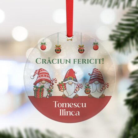 Ornament rotund personalizat cu mesaj - Gnom