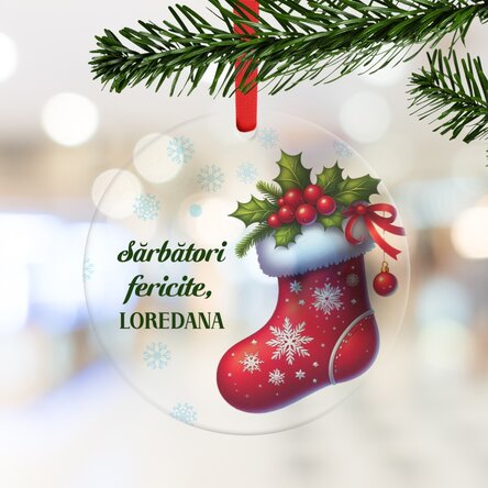 Ornament rotund personalizat cu mesaj - Sărbători fericite