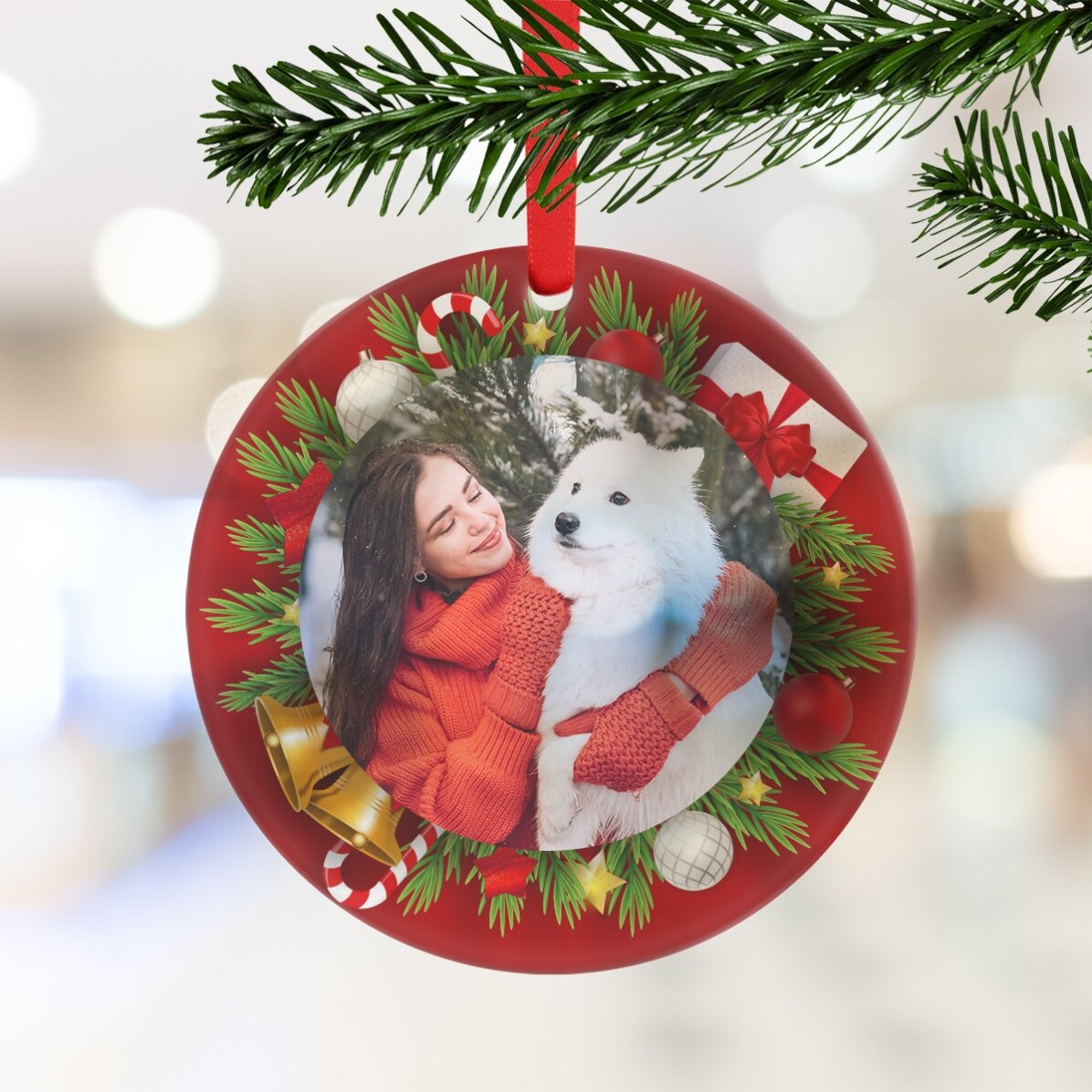 Ornament rotund personalizat cu o poză - Christmas