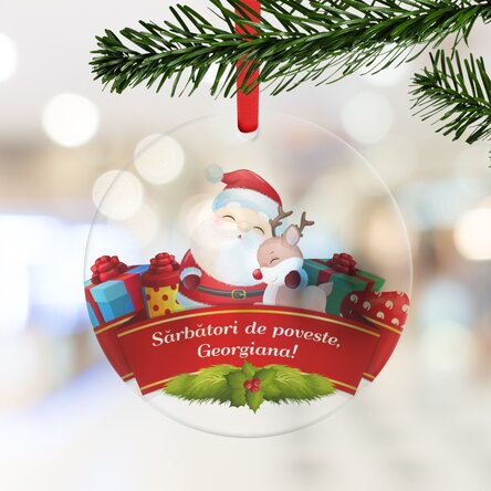 Ornament rotund personalizat cu text pentru copii