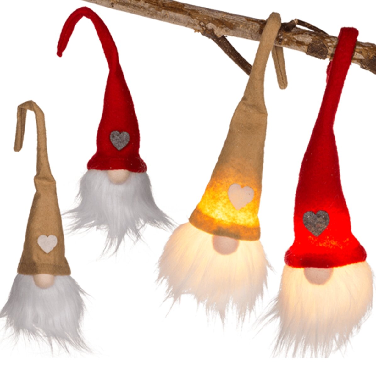 Ornament Spiriduș agățător de Crăciun cu luminițe