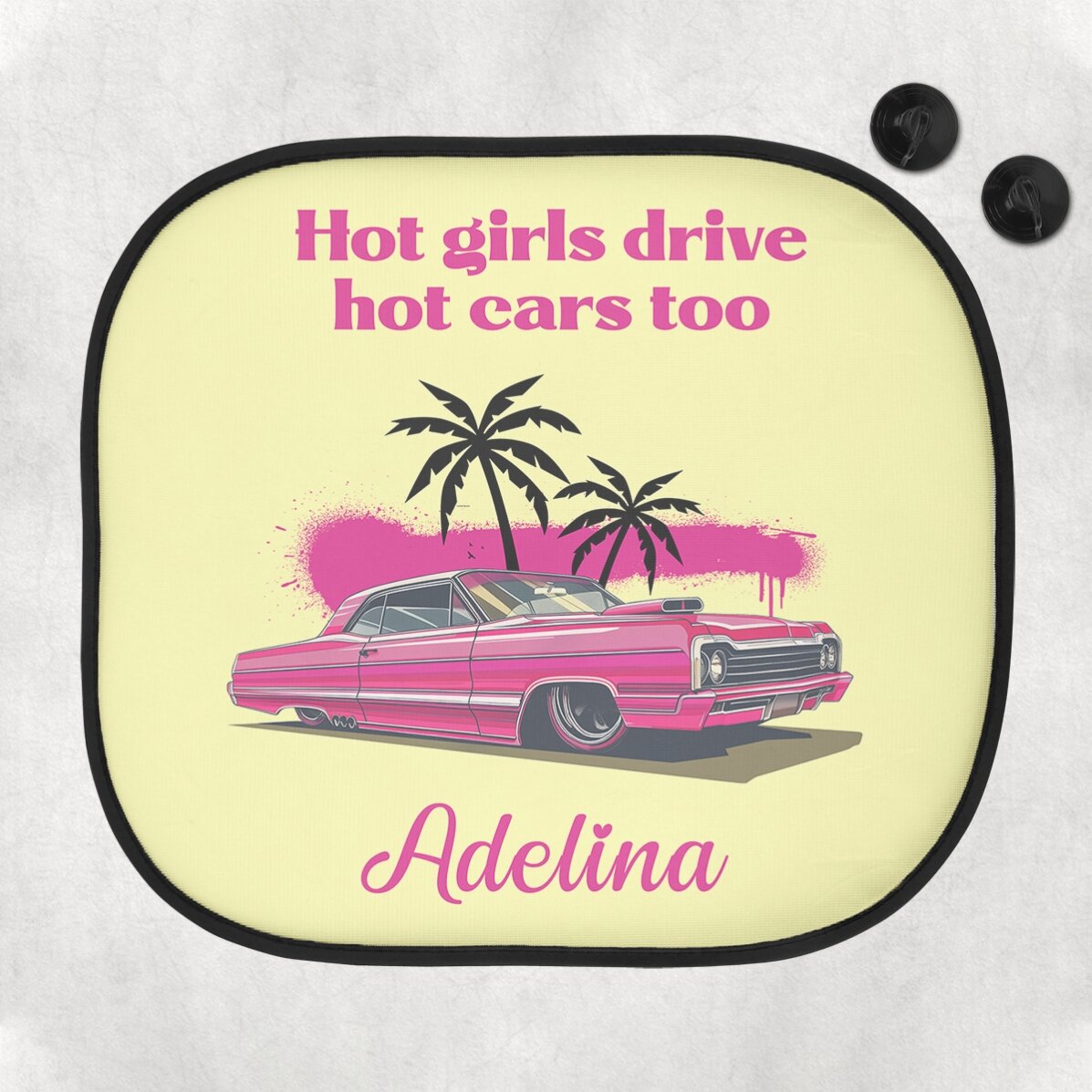 Parasolar auto personalizat cu text - Pink