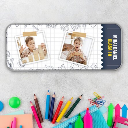 Penar personalizat cu 2 poze și text pentru începutul anului școlar