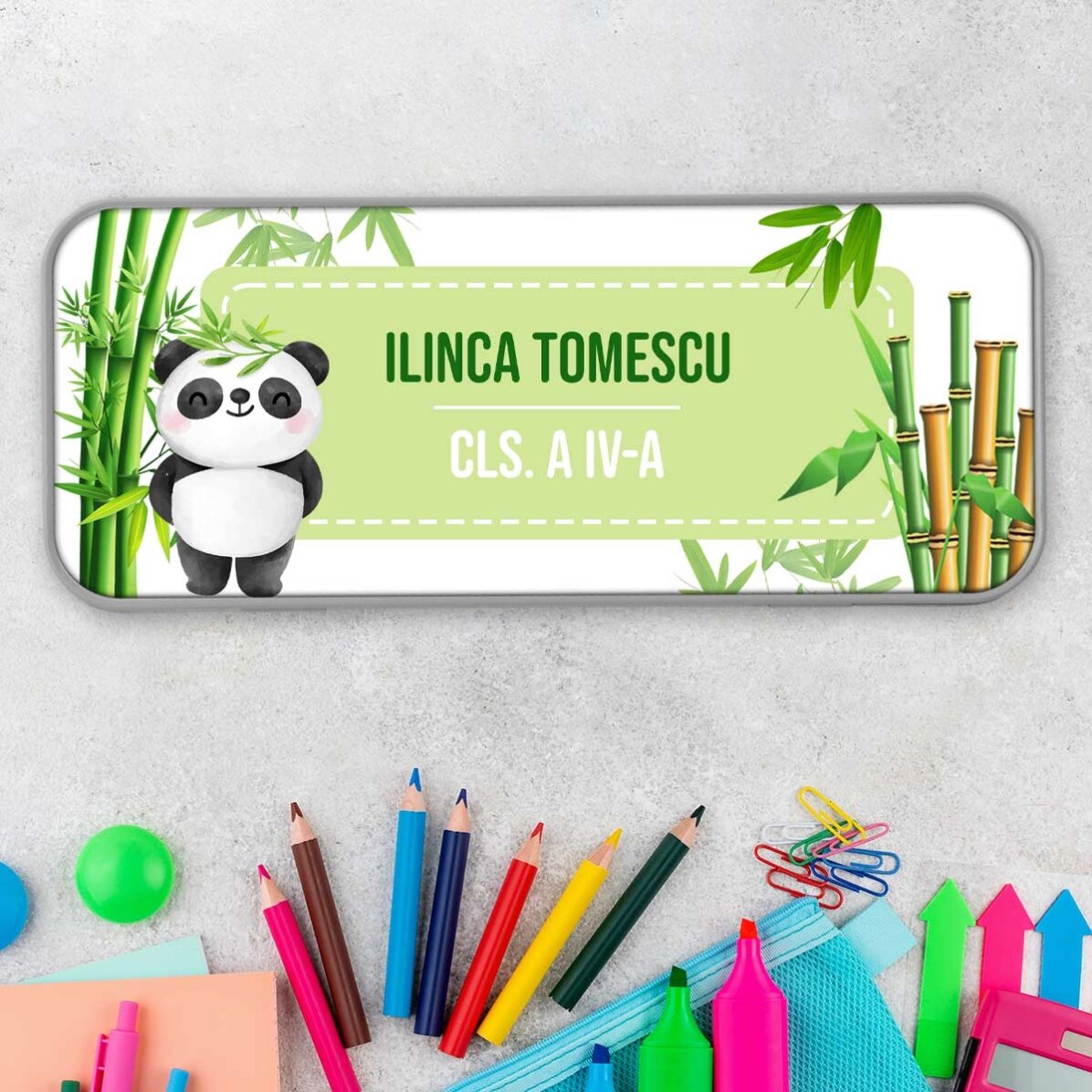 Personalised pencil case with message - Cute Panda