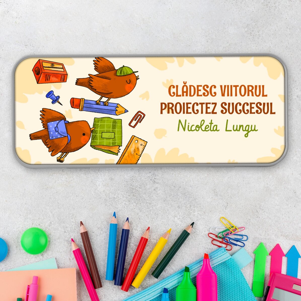 Penar personalizat cu text - Learning birds