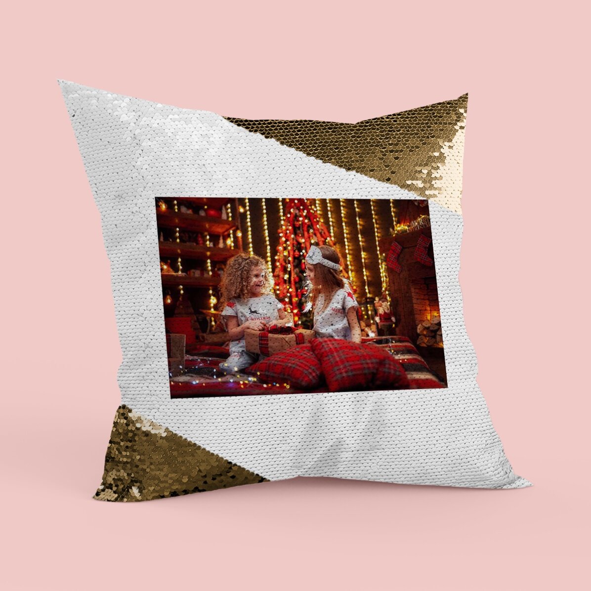 Pernă cu paiete personalizată cu poză 