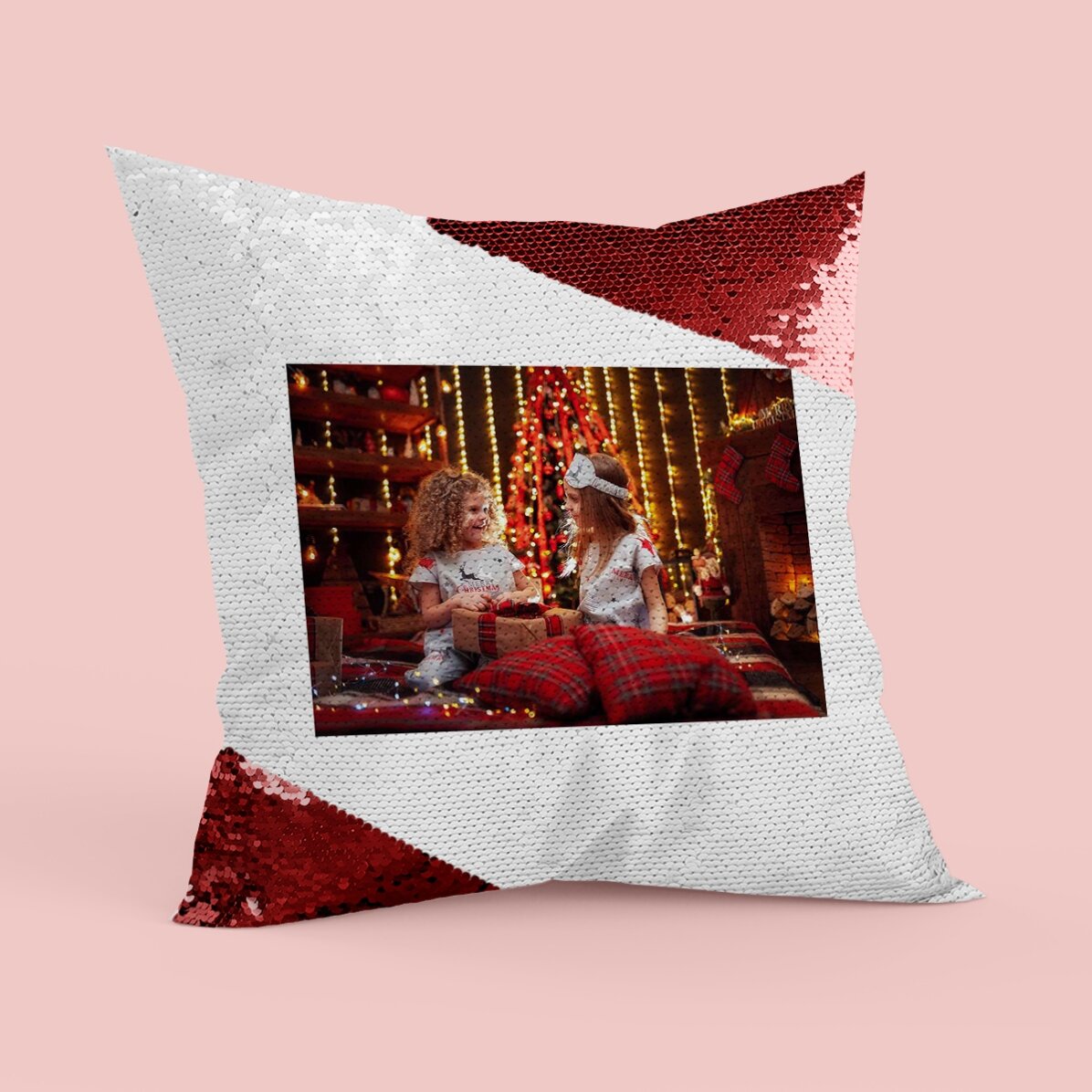 Pernă cu paiete personalizată cu poză 