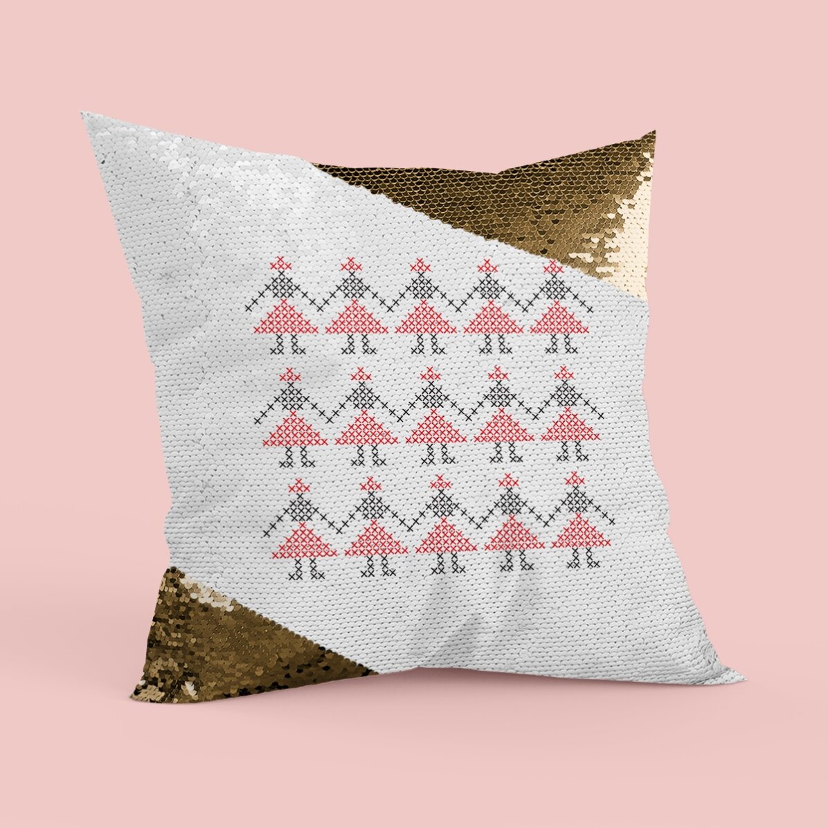 Pernă decorativă personalizată - Model horă - Paiete aurii