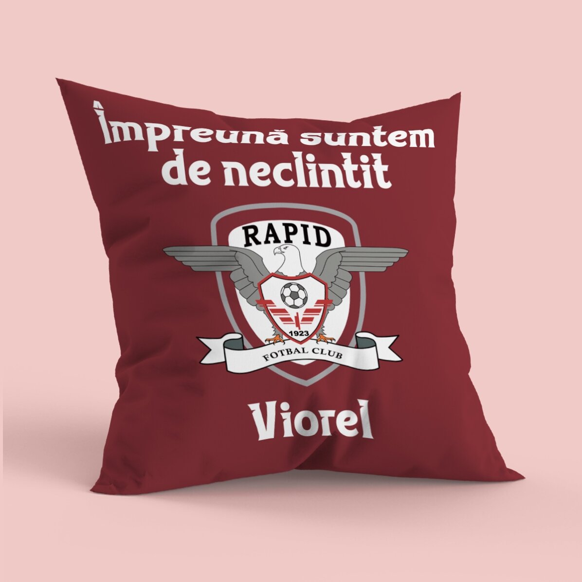 Pernă FC Rapid 1923 personalizată cu text, format mare - Nume și mesaj
