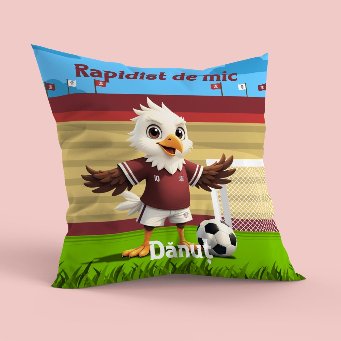 Pernă FC Rapid 1923 personalizată cu text, format mare - Vulturul rapidist