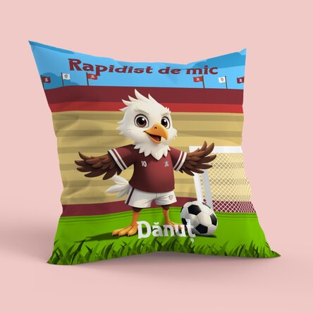 Pernă FC Rapid 1923 personalizată cu text, format mare - Vulturul rapidist