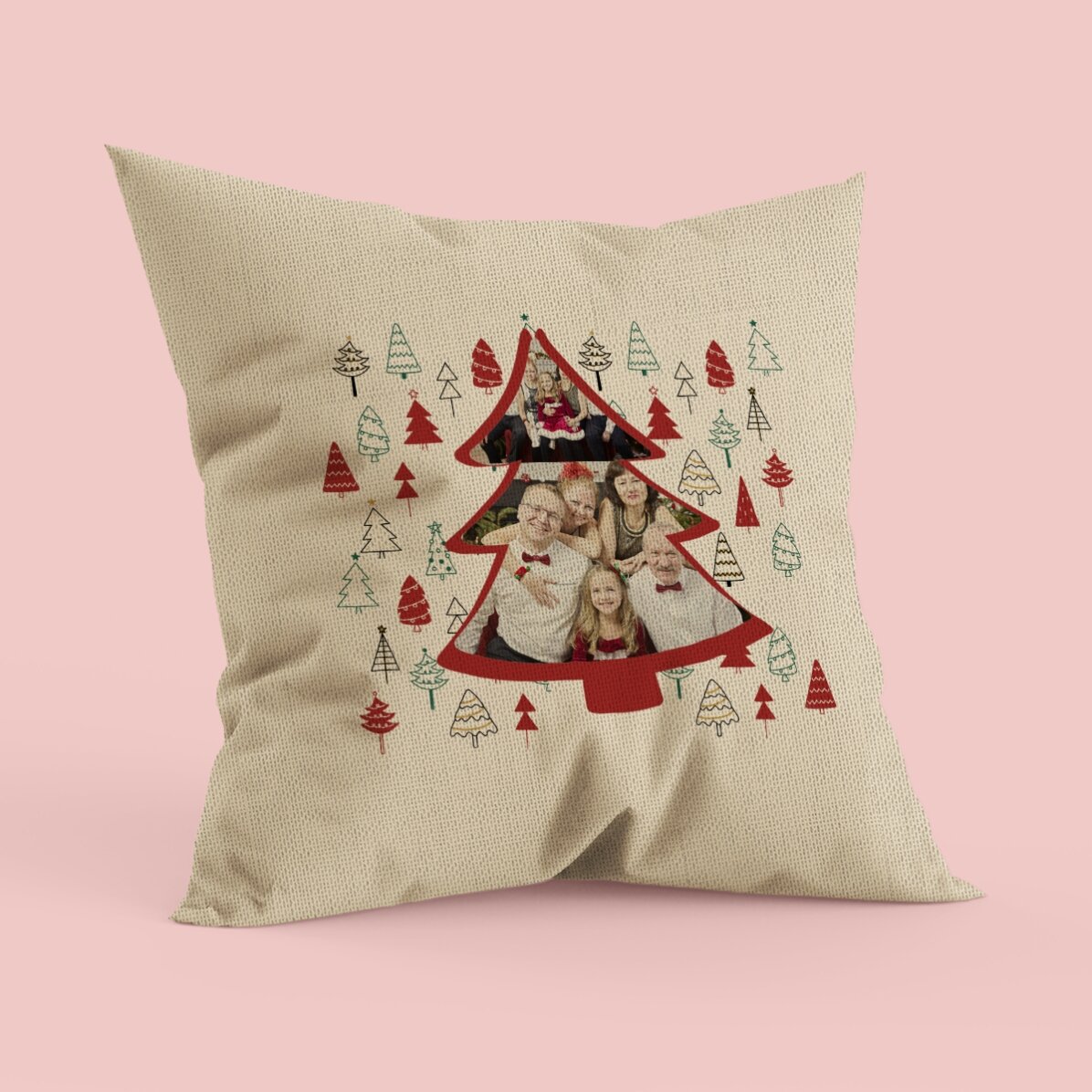 Pernă personalizată cu 2 poze - model de Crăciun - In