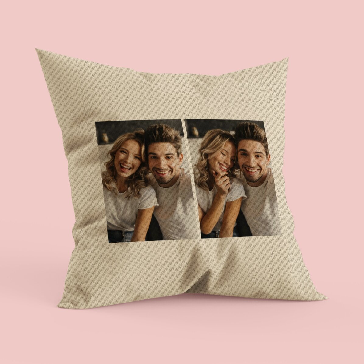 Pernă personalizată cu 2 poze portret - In