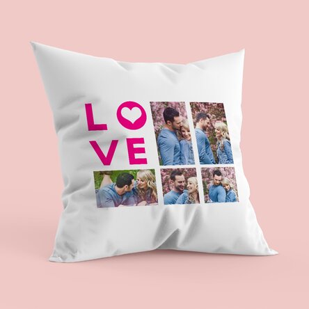 Pernă personalizată cu 5 poze - model love