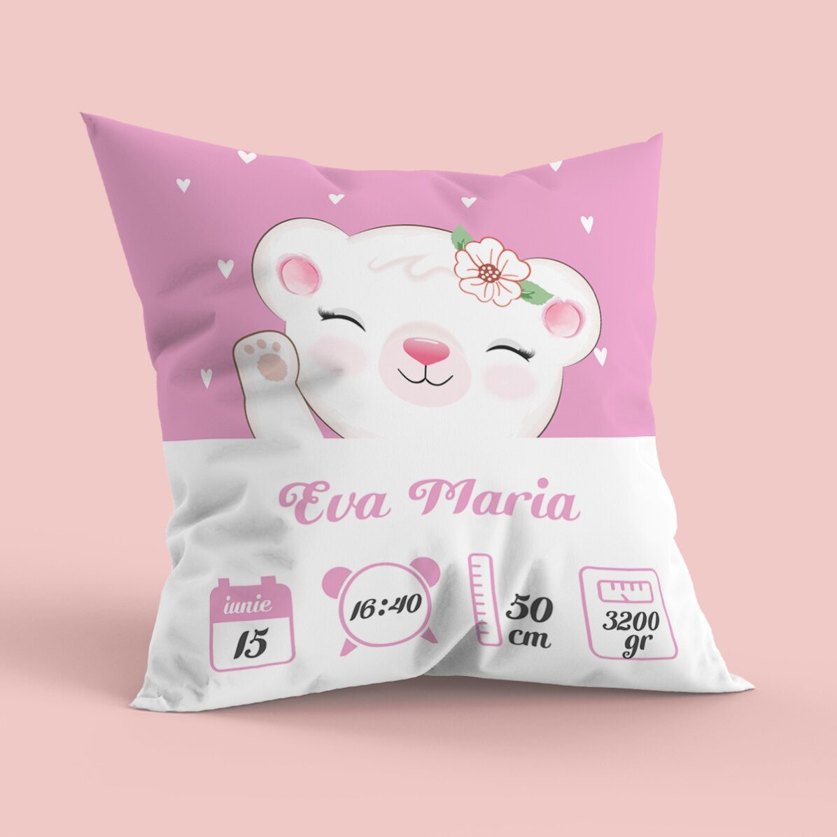 Pernă personalizată cu text, format mare - Baby