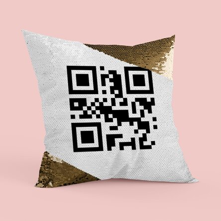 Pernă personalizată cu cod QR - Paiete aurii