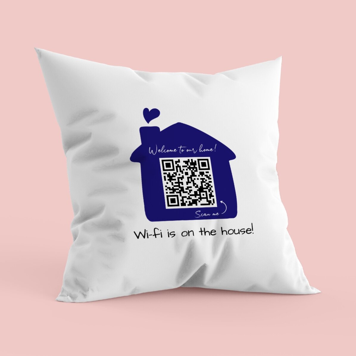 Pernă personalizată cu cod QR și text - Scan for Wifi