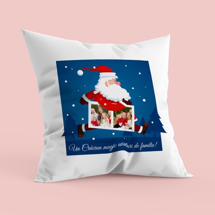 Pernă personalizată cu două poze și text- Santa Claus
